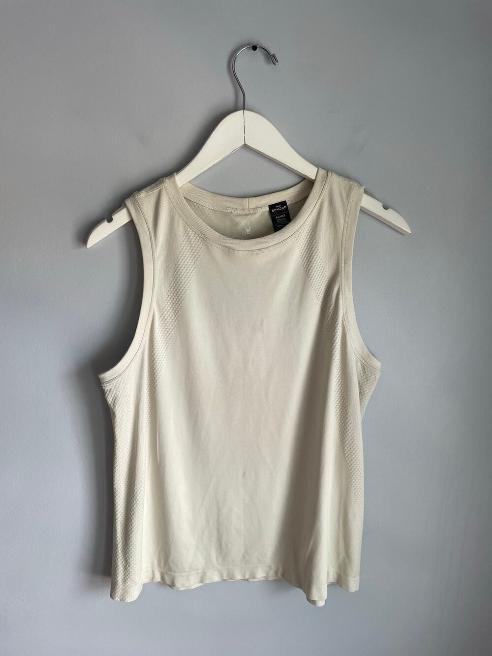 Spyder Active Cream Ivory Waffle Knit X-Static Performance Tank Top XL Workout